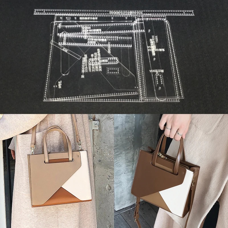 

Two Types Acrylic Leather Template Transparent Leathercraft Templates Bag Pattern Stencil for DIY Shoulder Bag Sewing Pattern