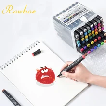 Rowboe Канцелярский набор двойной головкой Цвет художественный маркер для рисования ручная роспись жирной ручка 12/24/36/48/60 цветов Художественный набор