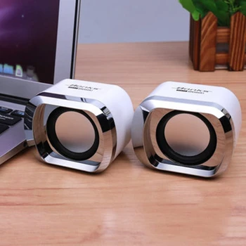 

USB 2.0 Notebook Speakers Wired Stereo Mini Computer Speaker for Desktop Laptop Notebook PC MP3 MP4 3.5mm AUX IN white