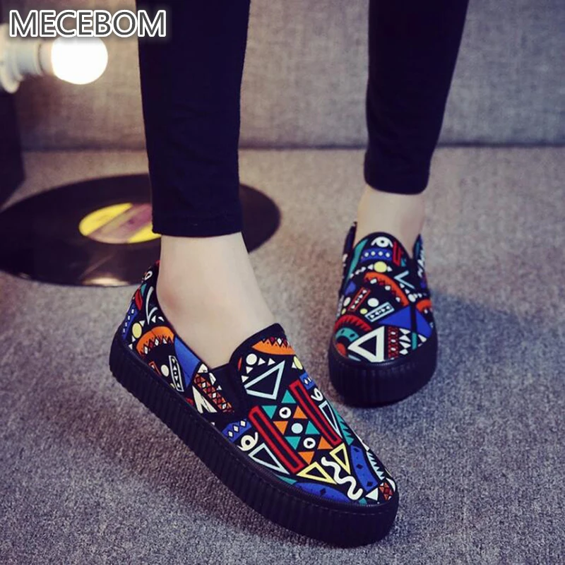 Повседневные весенние парусиновые резиновые слипоны с граффити Zapatos женские