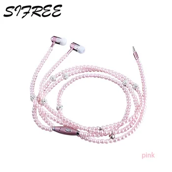 

New 8 Colors Pearl Necklace Headset Wire Control Sports Stereo In-ear Earphone Universal For Smart Phone High Quality Volume