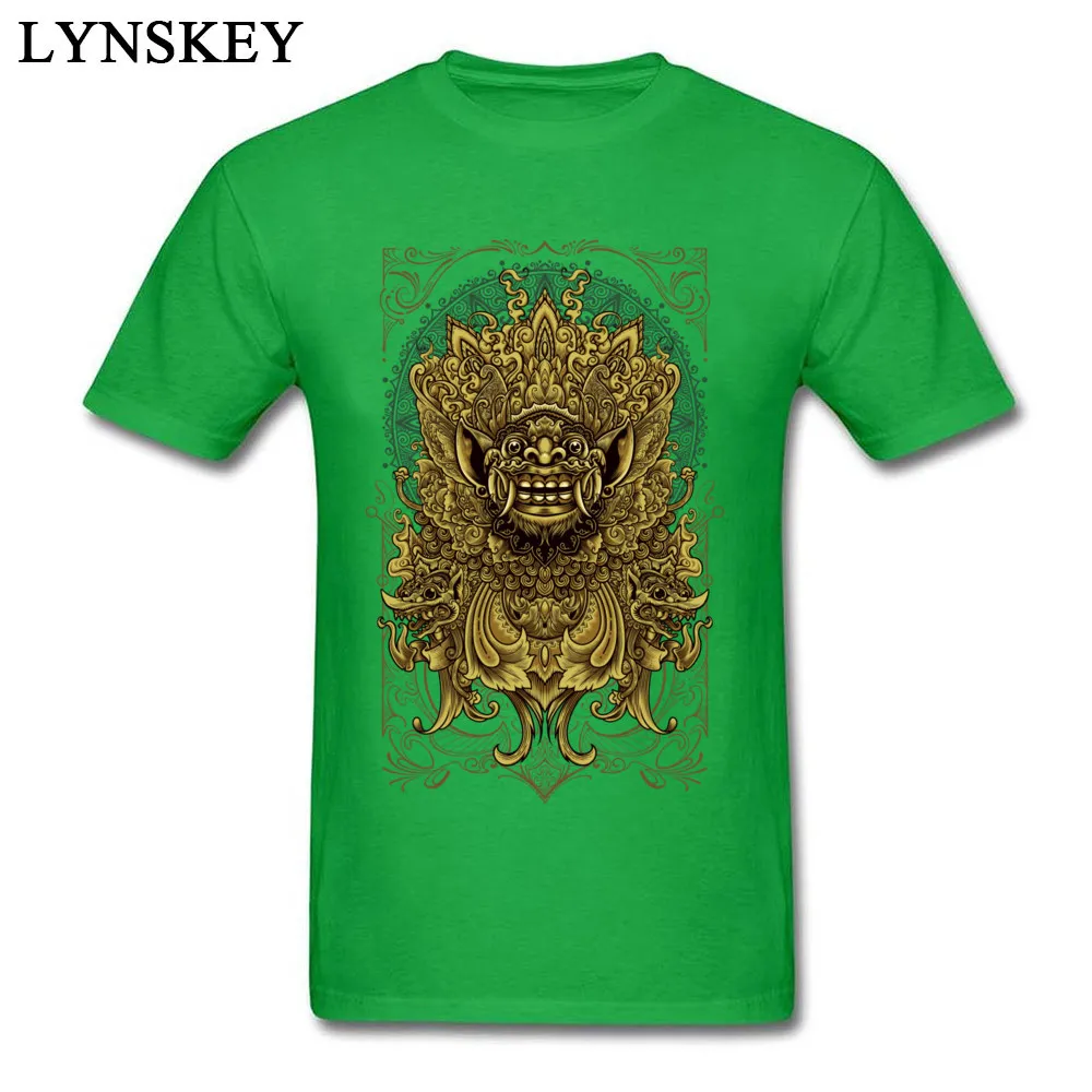 Men T Shirts Retro Custom Tops T Shirt Autumn 100% Cotton O-Neck Short Sleeve Normal Balinese Barong Reanimation Clothing Shirt Balinese Barong Reanimation green