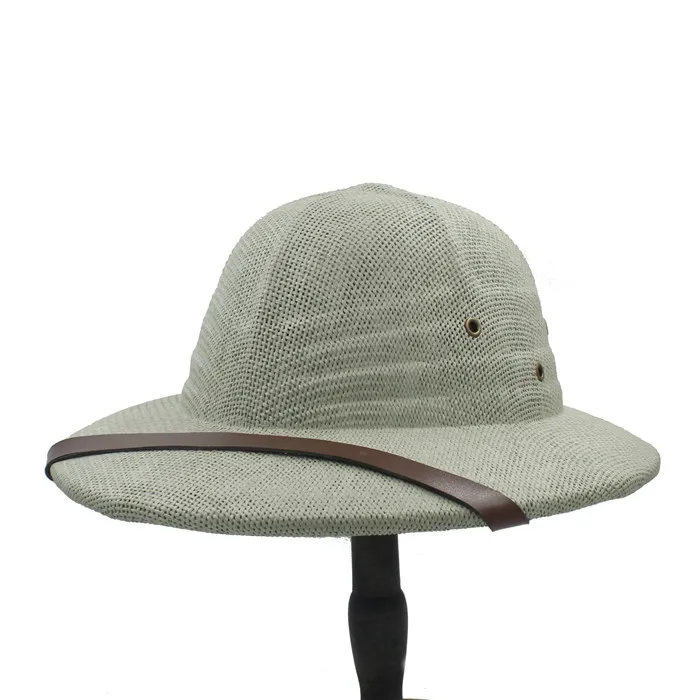 Соломенный шлем Pith Fedora шапки для мужчин и женщин Вьетнамская война армия солнце шляпа папа батер ведро шляпы сафари джунгли шляпа Землекопа - Цвет: Grey