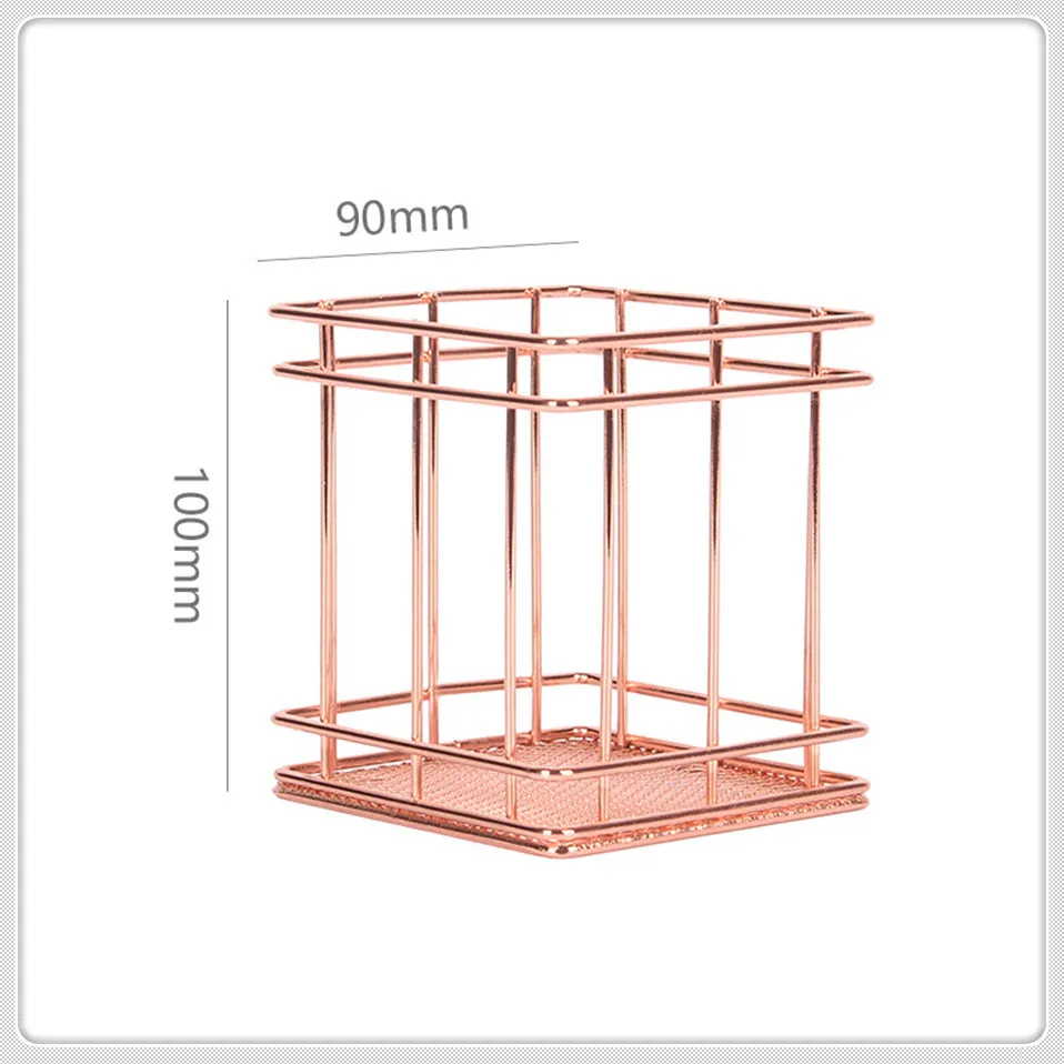 Msjo органайзер для ручки из розового золота, проволочная сетка, держатель для карандашей, круглая железная сетка, органайзер для кистей для макияжа, настольный сортировщик для офиса и дома