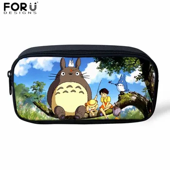 

FORUDESIGNS Teenage Makeup Bags Cartoon My Neighbor Totoro Prints Polyester Pencil Bag for Boys Girls Pencil Case Office Supplie
