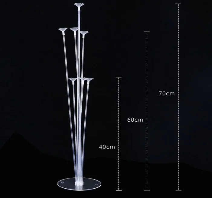  1 Set Balloons Holder Column Stand 7 Tubes Clear Plastic Balloon Stick Birthday Party Valentines De