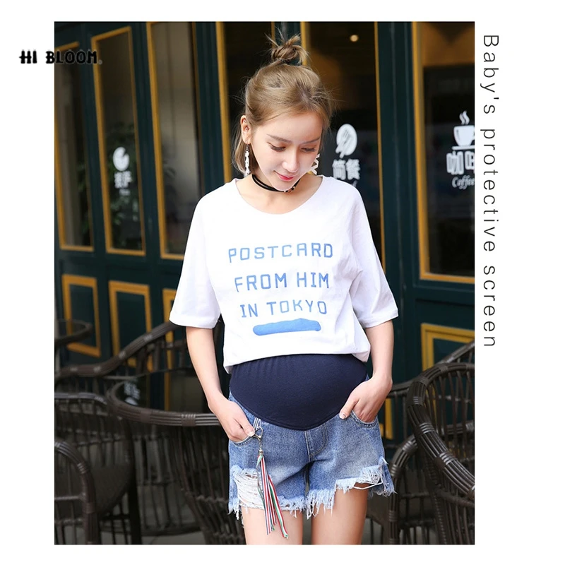 

Summer Denim Maternity Shorts For Pregnant Women Clothing Abdomen Pregnancy Sofe Clothes Short Jeans Maternidade Pants Gravida