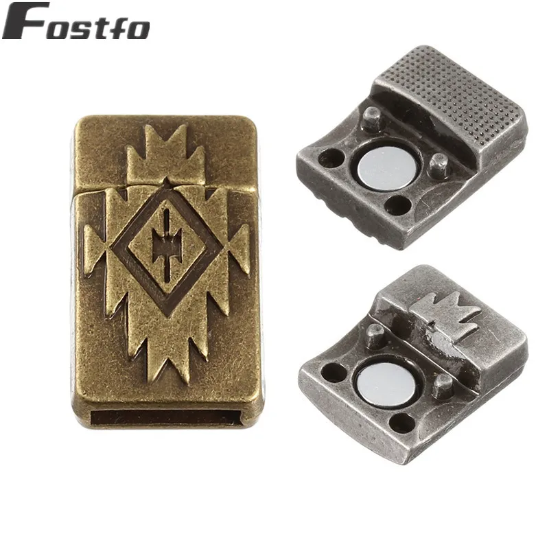 

Fostfo 5pcs/lot Metal Alloy Magnetic Clasps Fit 10*2mm Flat Leather Cord End Cap Connectors For Diy Bracelets Jewelry Making