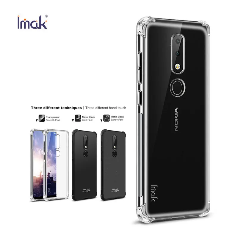 

IMAK sFor Nokia X6 Case Shockproof Silicone Soft Transparent TPU Cover Case For Nokia X6 2018 Gift Tempered Glass