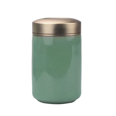 Pandapark чайная коробка фарфоровая герметичная банка для продуктов питания сухофрукты металлическая крышка Longquan Celadon кунг-фу чай аксессуары PPX008 - Цвет: Grenn GE