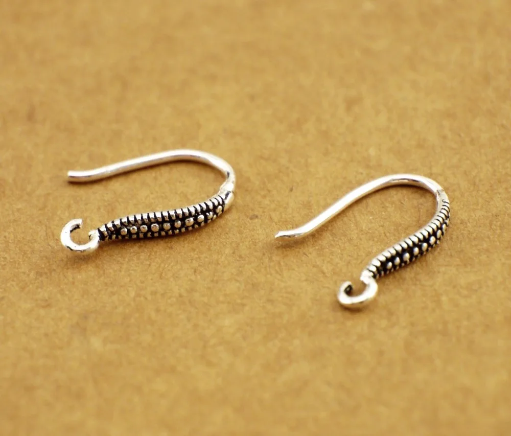 925 Sterling Silver Retro Earrings DIY Ear Wire French Hook Connector a