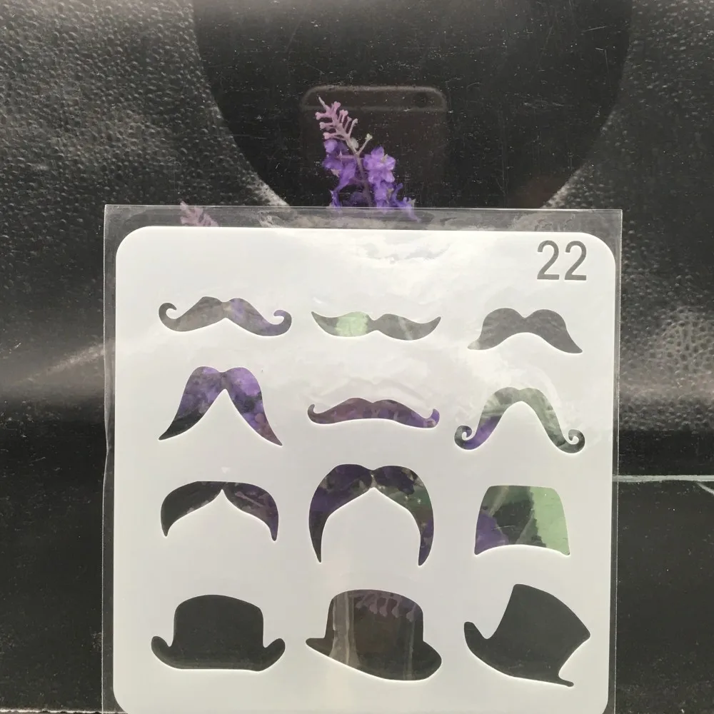 15cm Gentleman Hat Mustache DIY Layering Stencils Wall Painting Scrapbook Coloring Embossing Album Decorative Card Template | Канцтовары