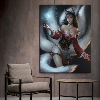 

Canvas Painting Prints Home Decor 1 Panel The Nine Tailed Fox Ahri League Of Legends Video Game Wall Art Modular Pictures Poster