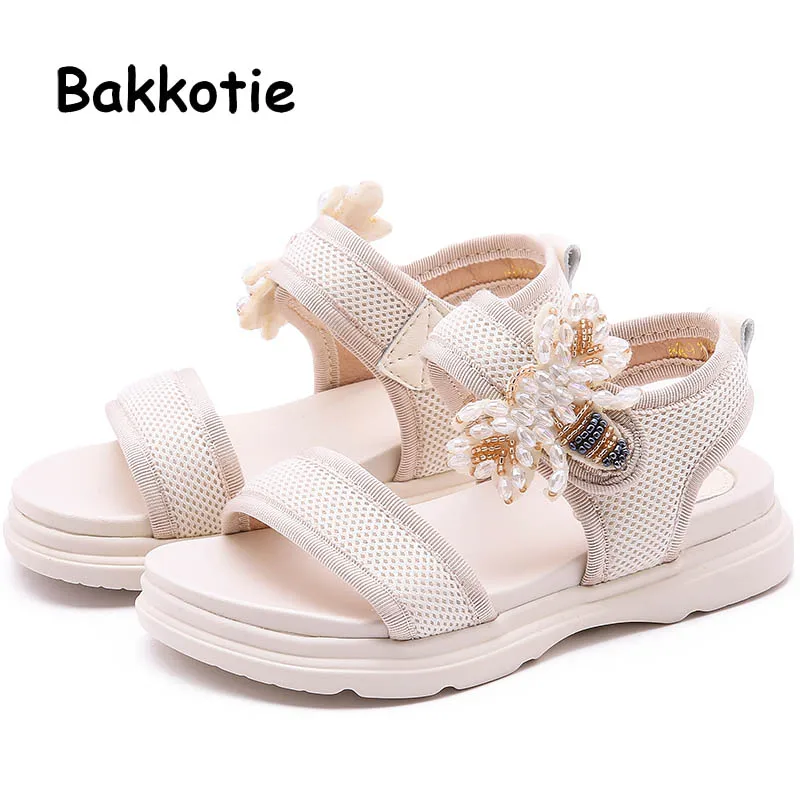 

Bakkotie New 2019 Summer Girls Fashion Black Dress Shoes Princess Soft Casual Beach Sandals Kids Cute Bee Breathable Party Shoes