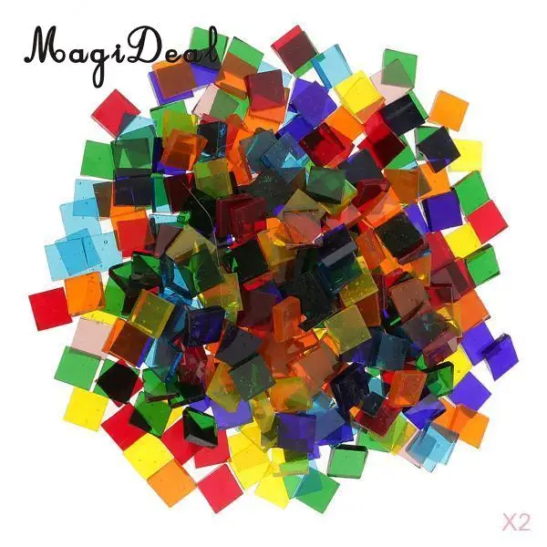 MagiDeal 500 Piece Multicolor Square Vitreous Clear Glass Mosaic Tiles Tessera for DIY Projects Mosaic Making Unique Design