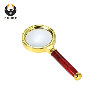 

FGHGF 90mm 80mm 70mm 60mm Diameter Gold Plastic Handheld Magnifier Hand Magnifying Tool Glass Loupe Reading Jewelry Loupe