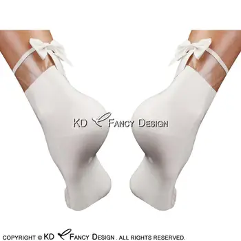 

White And Transparent Sexy Short Rubber Latex Socks With Bows WZ-0024