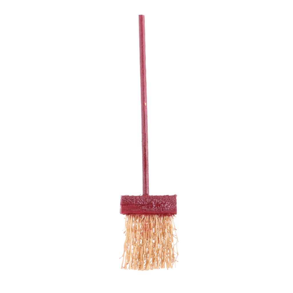 1/12 Wood Broom Dustpan Set Cleaning Tools for Dolls House Room Fairy Garden Accessories