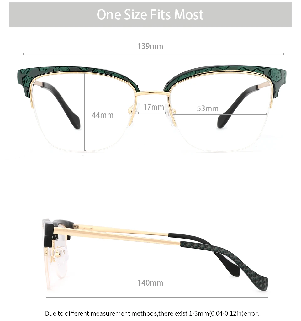 Женская оправа Брендовые дизайнерные ретро-стиль зелёные очки Полрамки близорукая оптическая оправа#9019