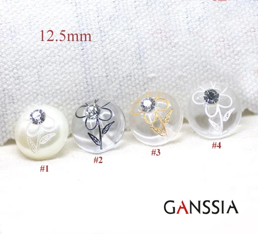 

20pcs/lot Size:12.5mm Elegant shirt flower buttons shank button with stone Sewing button Garment accessories(ss-002)