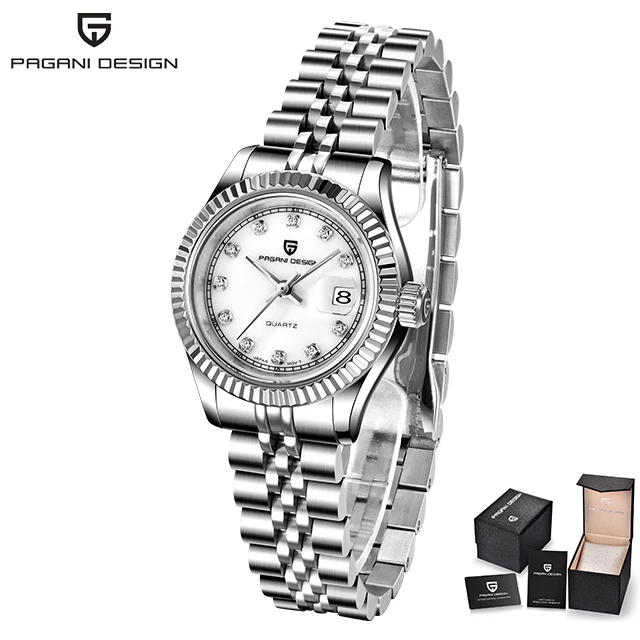 PAGANI Дизайн новые женские часы лучший бренд класса люкс модные женские часы из нержавеющей стали водонепроницаемые спортивные часы Relogio Feminino - Цвет: Silver white