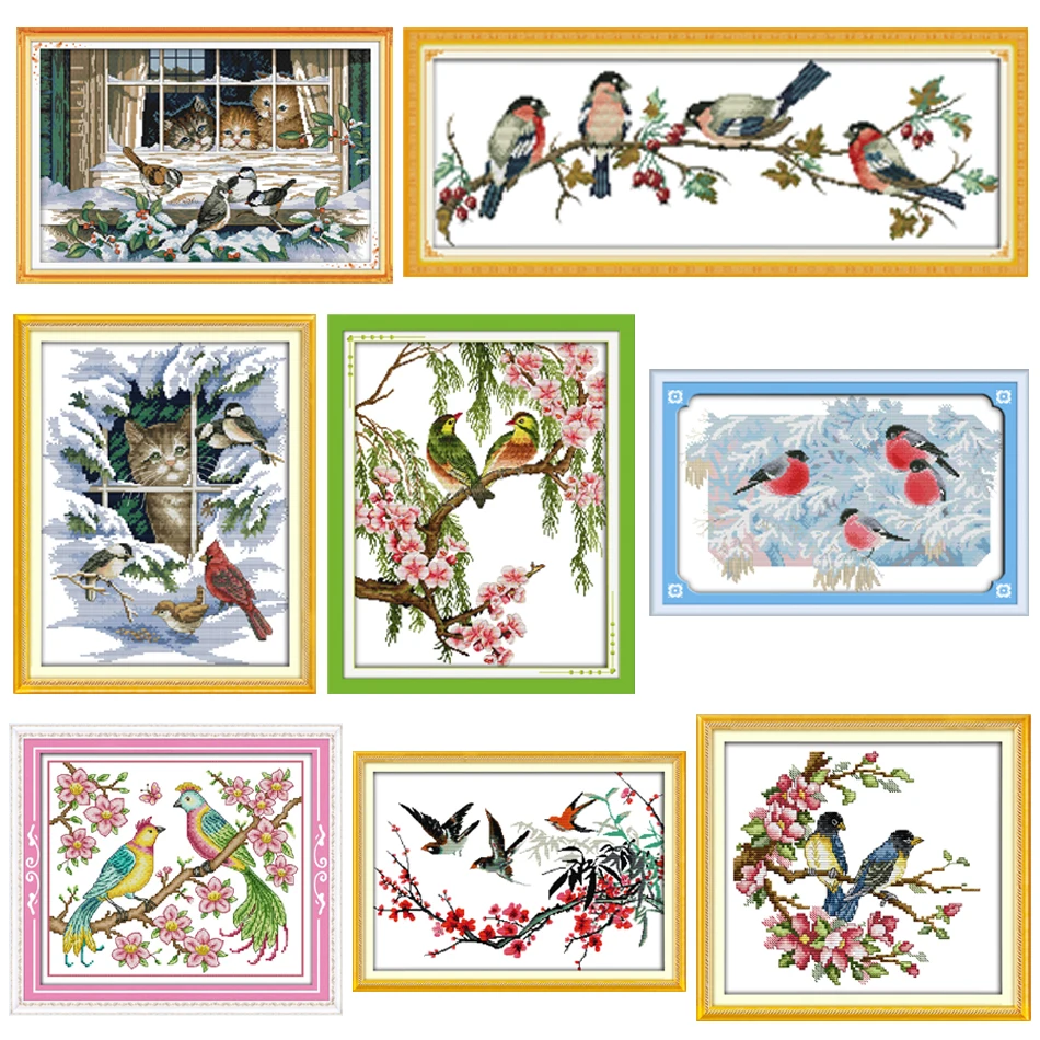 

Joy Sunday,birds,cross stitch embroidery set,printing cloth embroidery kit,needlework,birds pattern embroidery kit