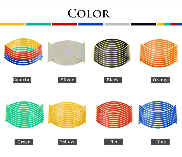 QIPO 16 шт. наклейка на колеса мотоцикла Светоотражающая наклейка на обод лента автомобильные мотоциклетные полосы 17'/18' для YAMAHA HONDA SUZUKI BMW