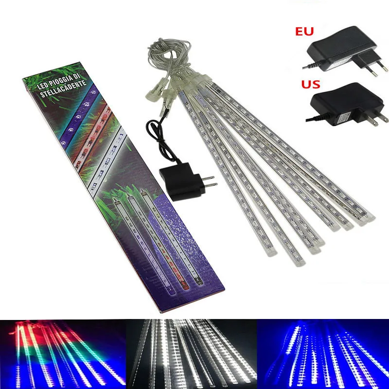 

4X 8pcs/set LED Meteor Shower Light waterproof 110V 220V LED Christmas Lights Wedding Party Garden Xmas String Light Outdoor