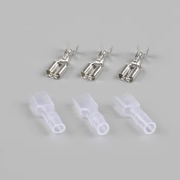 

100pcs/lot 6.3 tinned copper terminal lug inserts with lock cold terminal with transparent sheath,0.3-1.5mm2