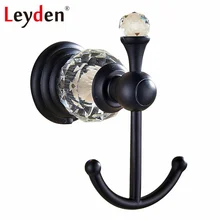 Leyden ORB acabado de lujo de cristal negro Robe Hook Hangings toallero ganchos de ropa Colgador montado en la pared accesorios de baño
