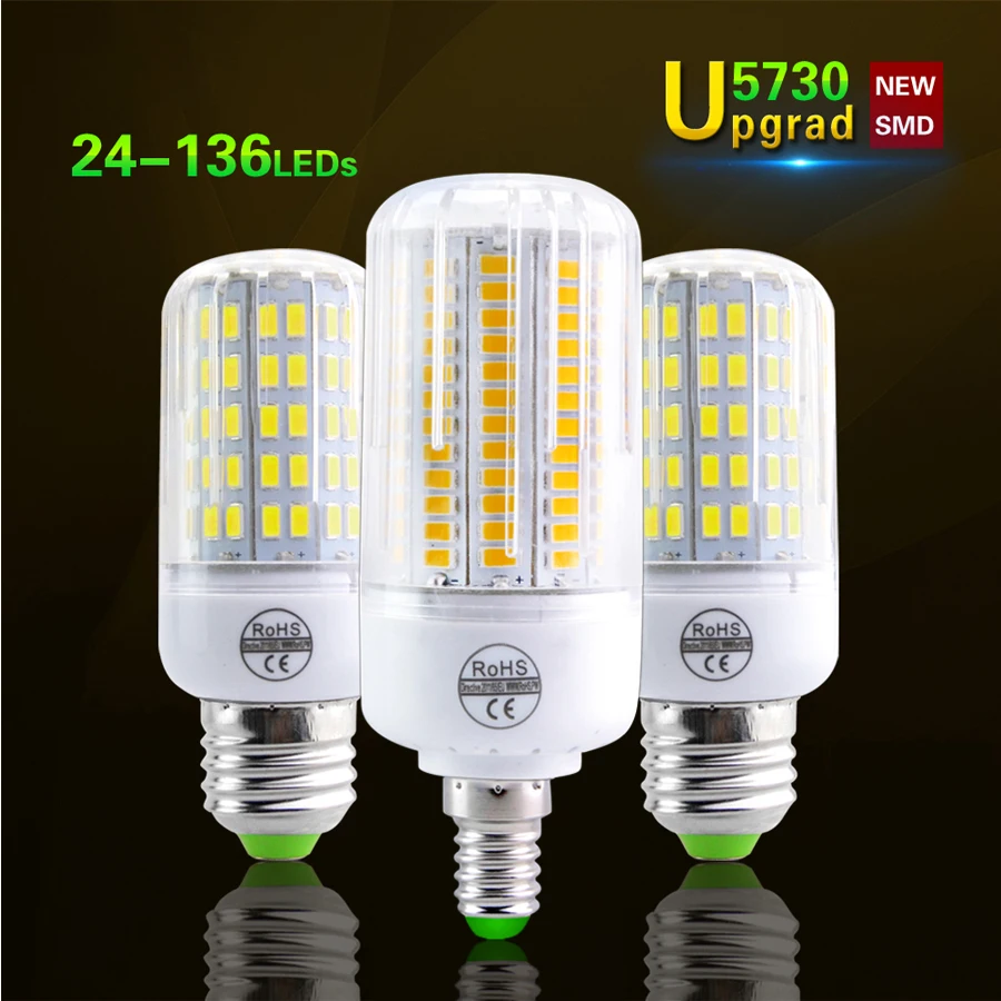E27 Светодиодная лампа “Кукуруза” лампы E14 светодиодный SMD5730 220V 110V 24 30 42 64 80 108 136 светодиодный s Свеча светильник для дома светильник ing Bombilla светодиодный лампада