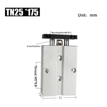 

Bore 25mm Stroke 175mm Double Axis Air Cylinder Aluminum Alloy TN Type Pneumatic Cylinder