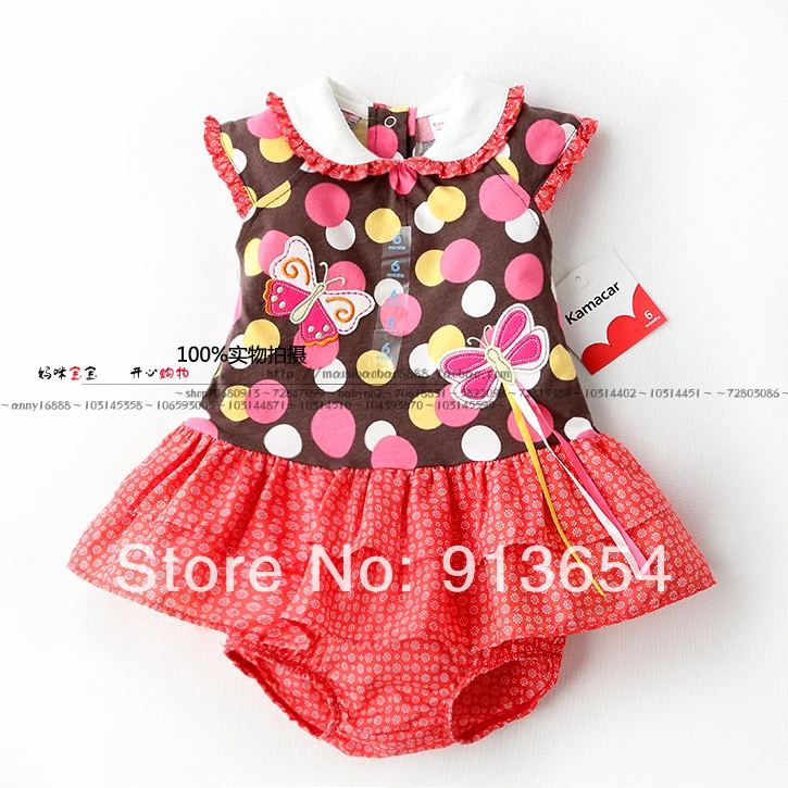 

new 2017 summer baby clothing set Female child short sleeves T-shirts skirt + shorts sets kid cute polka dot Cake skirt set