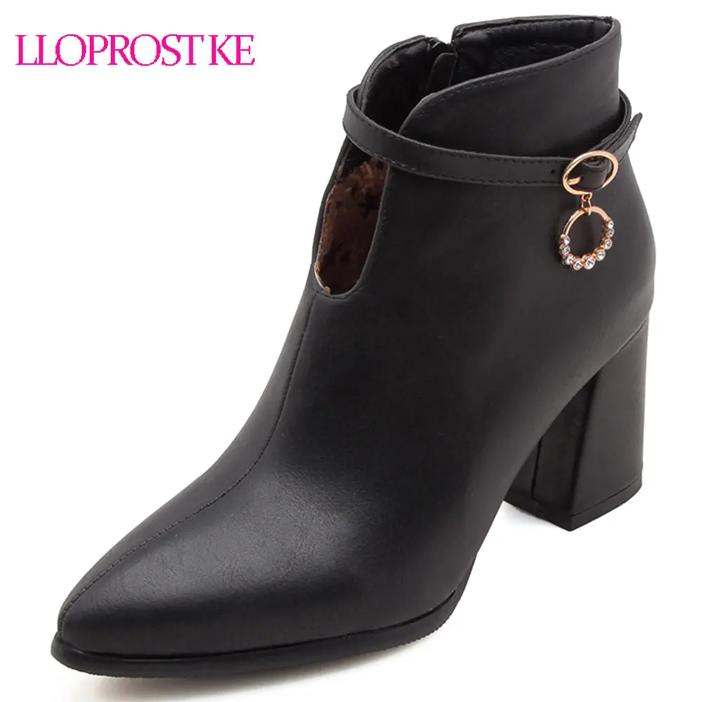 

Lloprost ke Winter Women Motorcycle Boots Fashion Women Shoes Zipper Platform Pu Leather Boots Women Ankle Boots Size 32-47 D77