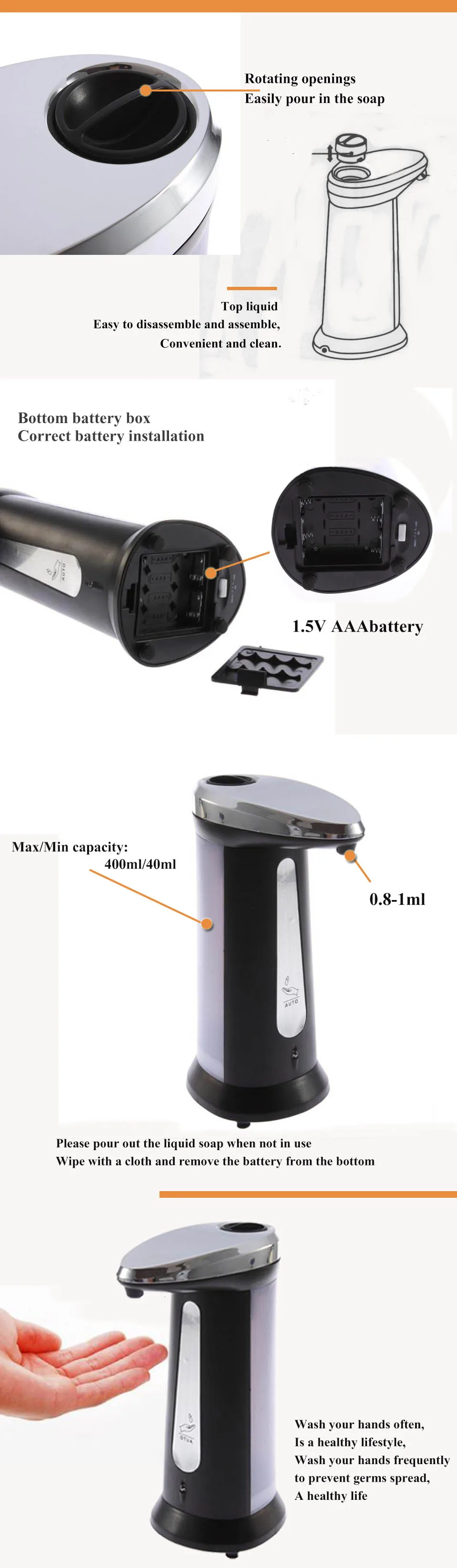 XOXO ABS Автоматический 400 мл Датчик диспенсер для мыла активация движения Бесконтактный дозатор дезинфицирующего средства умный датчик для кухни ванной комнаты