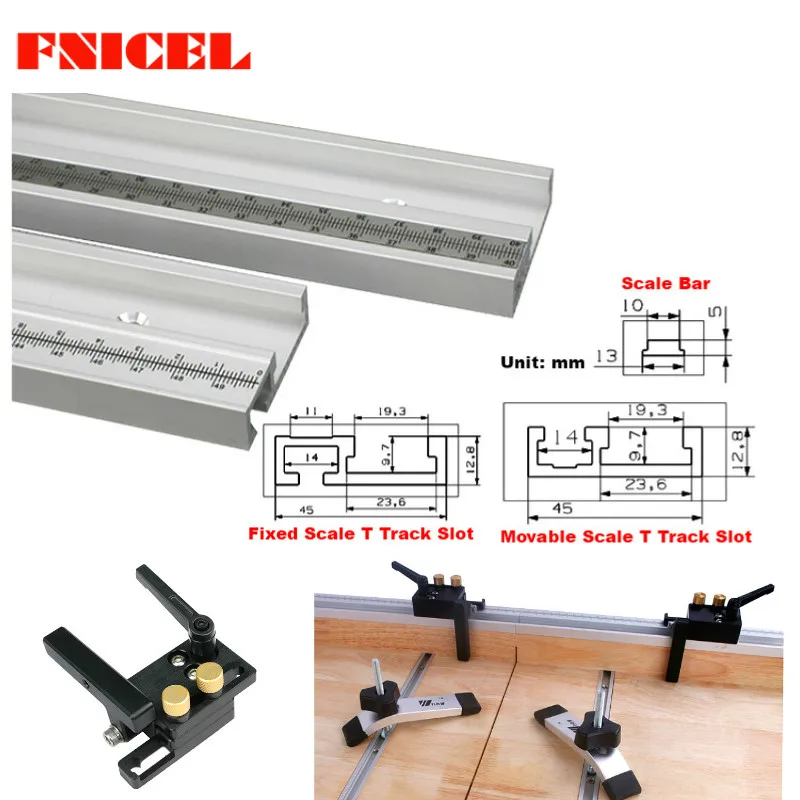 45 мм Слот Торцовочная дорожка слот алюминиевый сплав Т-треки со шкалой и Торцовочная дорожка стоп маршрутизатор стол пила Деревообработка DIY Инструменты
