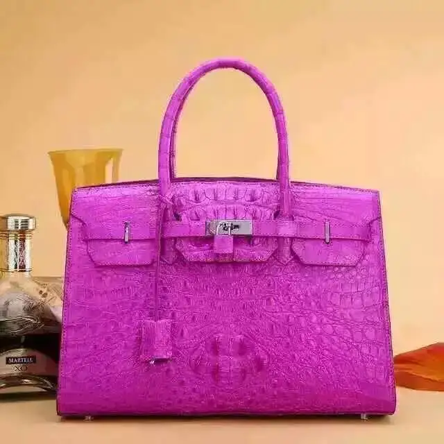 

100% Real/Genuine Crocodile Skin Womens Tote Handbag, luxury quality alligator skin lady shoudler bag purple, black, blue, pink