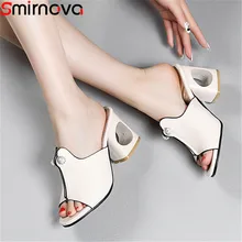Smirnova/Большие размеры 34-48, модная летняя новая обувь, женская обувь на высоком квадратном каблуке, женские повседневные сандалии, женская летняя обувь
