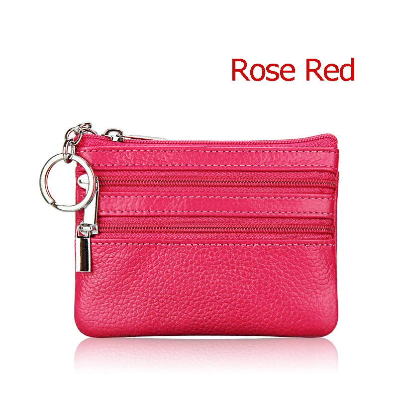 BONAMIE/11 цветов, Модный женский кошелек из натуральной кожи, короткий клатч, маленький кошелек для монет, брендовая новинка, Мягкая Твердая Сумка на 3 молнии, квадратная сумка - Цвет: Rose Red