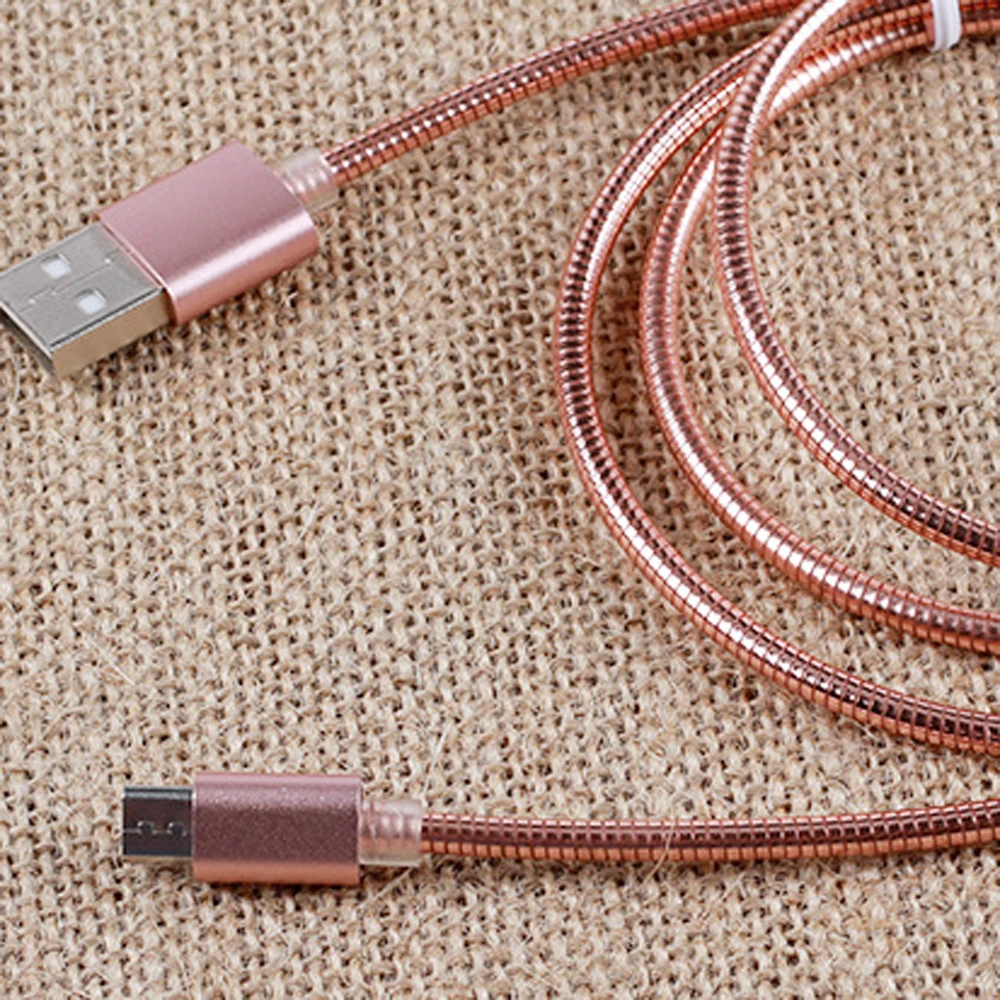 

10pcs Stainless Steel Metal Fast Charging Data Sync Cable 2A Micro USB for iph 6 7 for Samsung S5 S6 S7 for Android device 1M