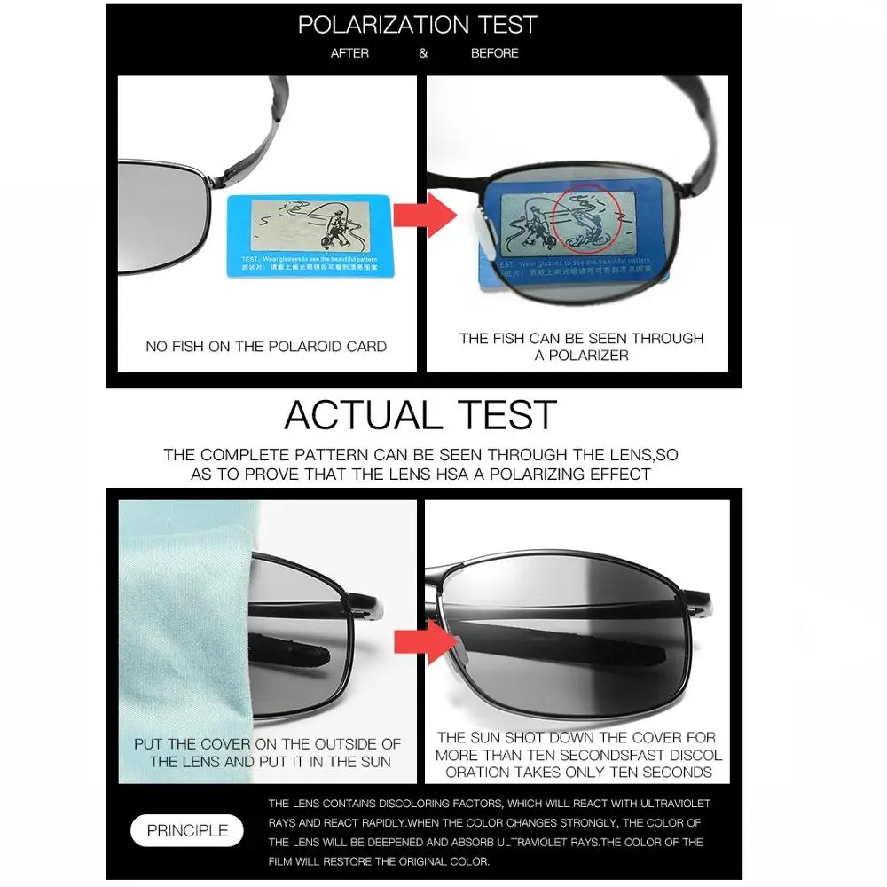 Aoron фотохромные солнцезащитные очки мужские Поляризованные обесцвечивающиеся очки для вождения солнцезащитные очки Хамелеон очки для Mela
