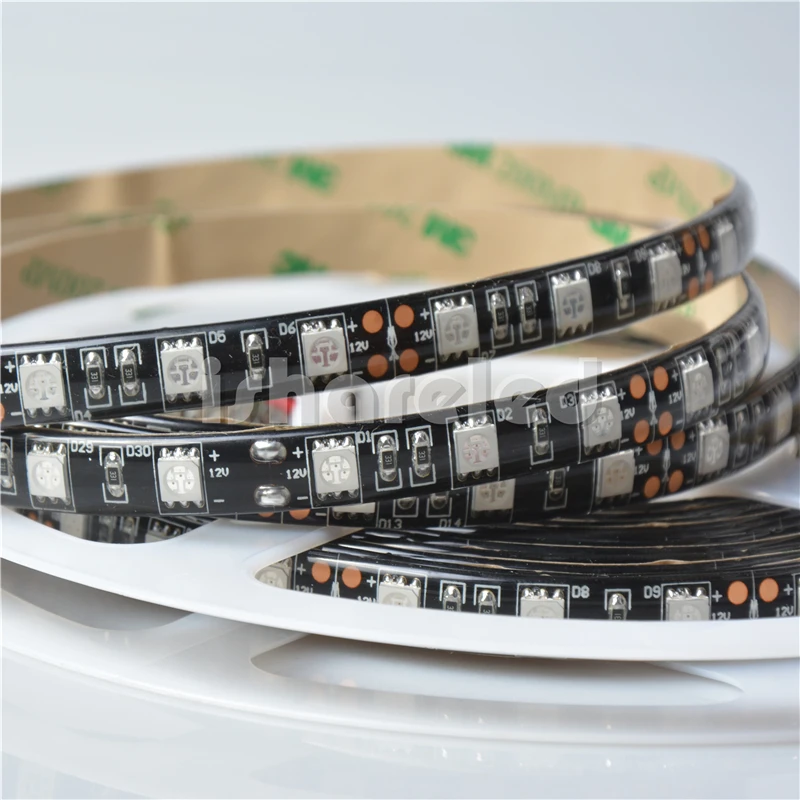 

5M 5050 DC12V UV 395-405nm Ultraviolet 300LED 60LEDs/m FPCB White & Black colour purple Flexible UV Strip Light IP65