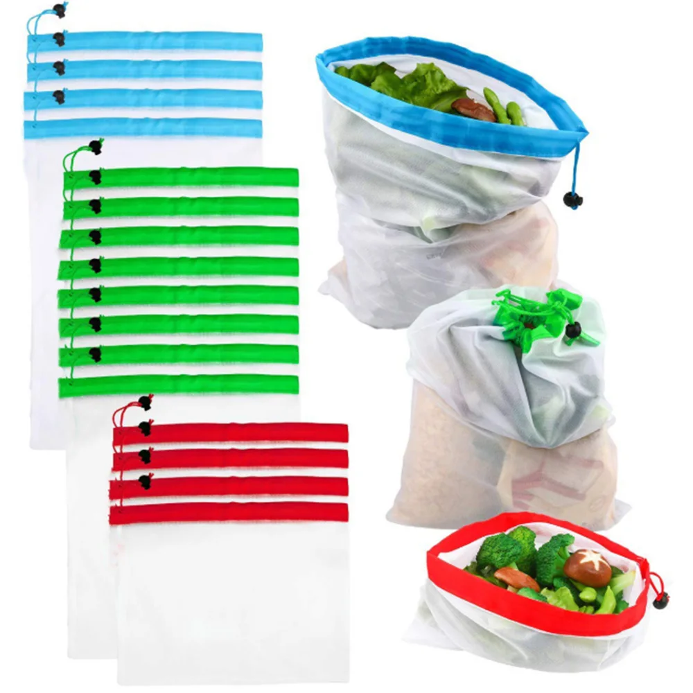 

1pc Reusable Mesh Produce Bags Vegetable Fruit Toys Storage Pouch Double-Stitched Handbag Grocery Organizer Bag