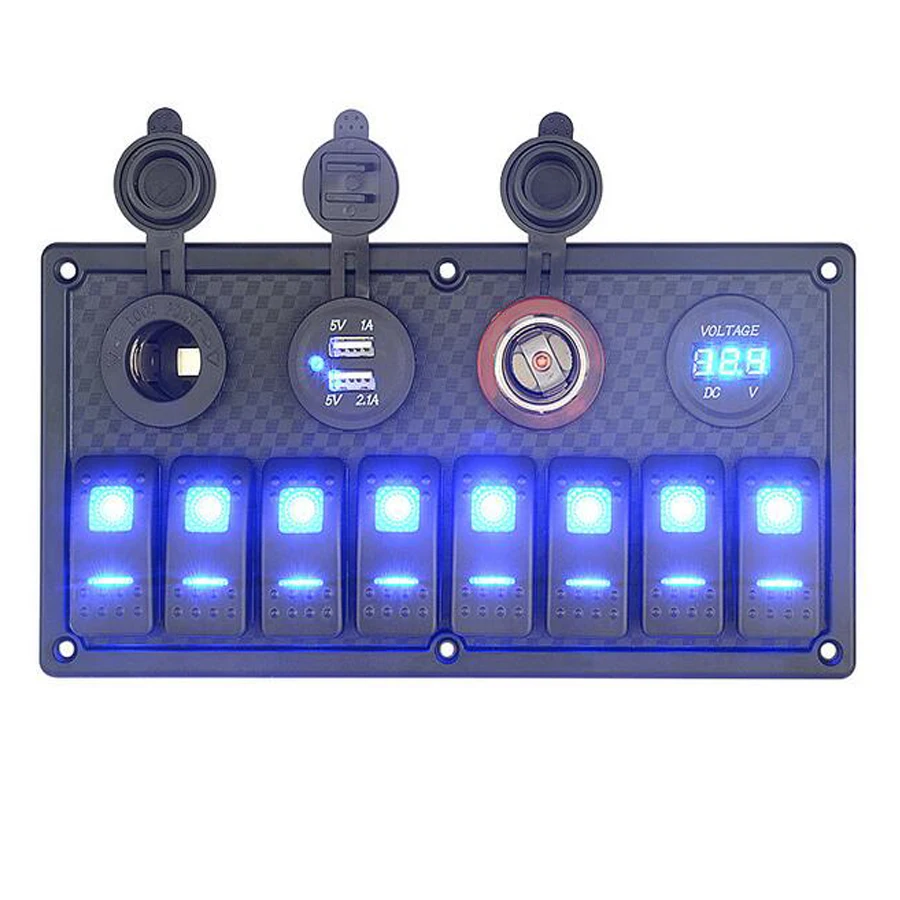 

Marine Switch Panel Switches Waterproof Car Dual USB Charger Cigarette Lighter Socket Yacht RV Boat Rocker Switch 12V 24V LED