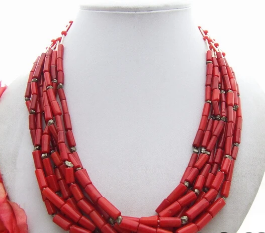 

Hot sell -@> A3515 8Strds Red Coral&Hematite Necklace -Top quality free shipping