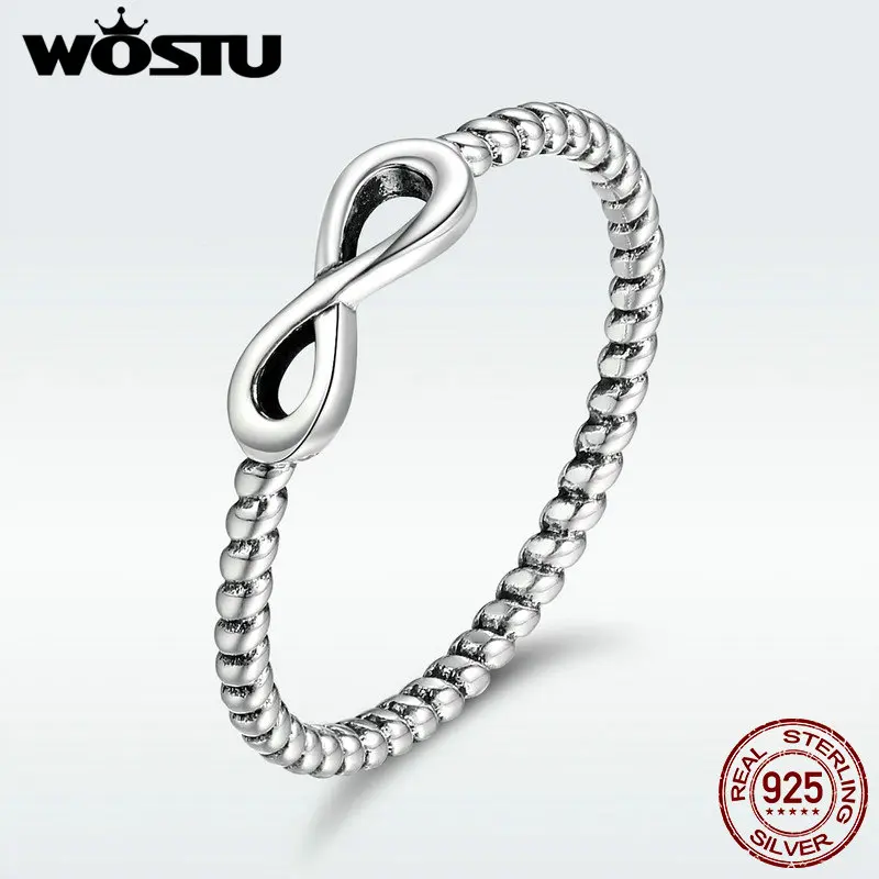 

WOSTU High Quality Authentic 100% 925 Sterling Silver Infinity Love Rings For Women Fashion Jewelry Gift DXR094