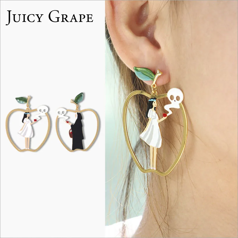 

Juicy Grape Enamel Cooper Plating Apple Snow White And Queen Girl Earring Hand Painted Earrings Stud
