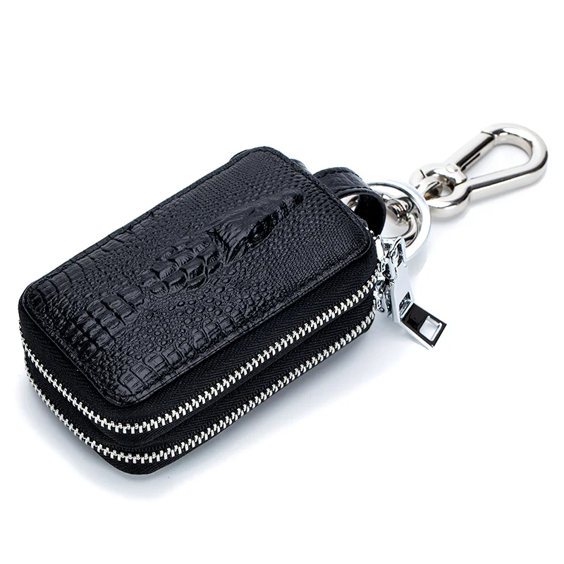 Crocodile Pattern Key Case Genuine Leather Car Key Bags Keychain Holder Wallet 