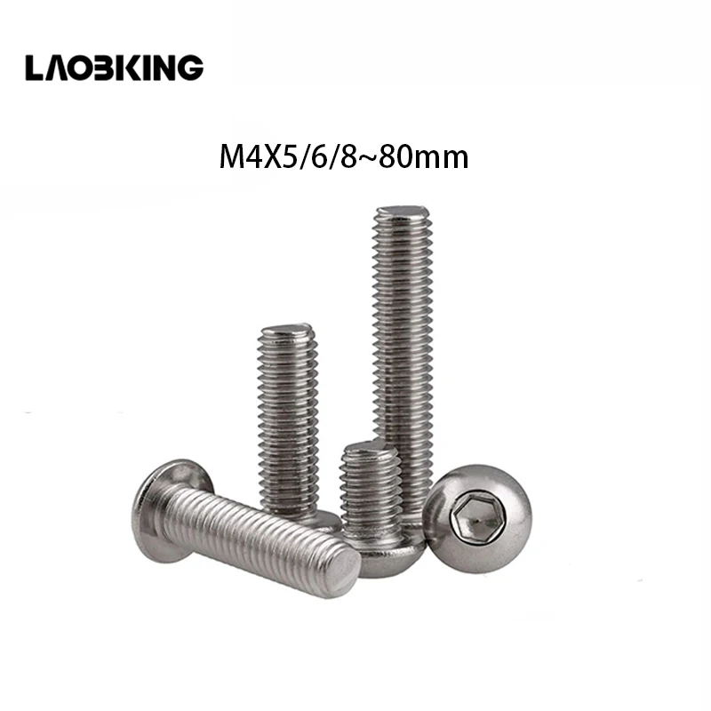 

M4 Bolt A2-70 Button Head Socket Screw Bolt SUS304 Stainless Steel M4*(5/6/8/10/12/14/16/18/20/25/30/25~80) mm