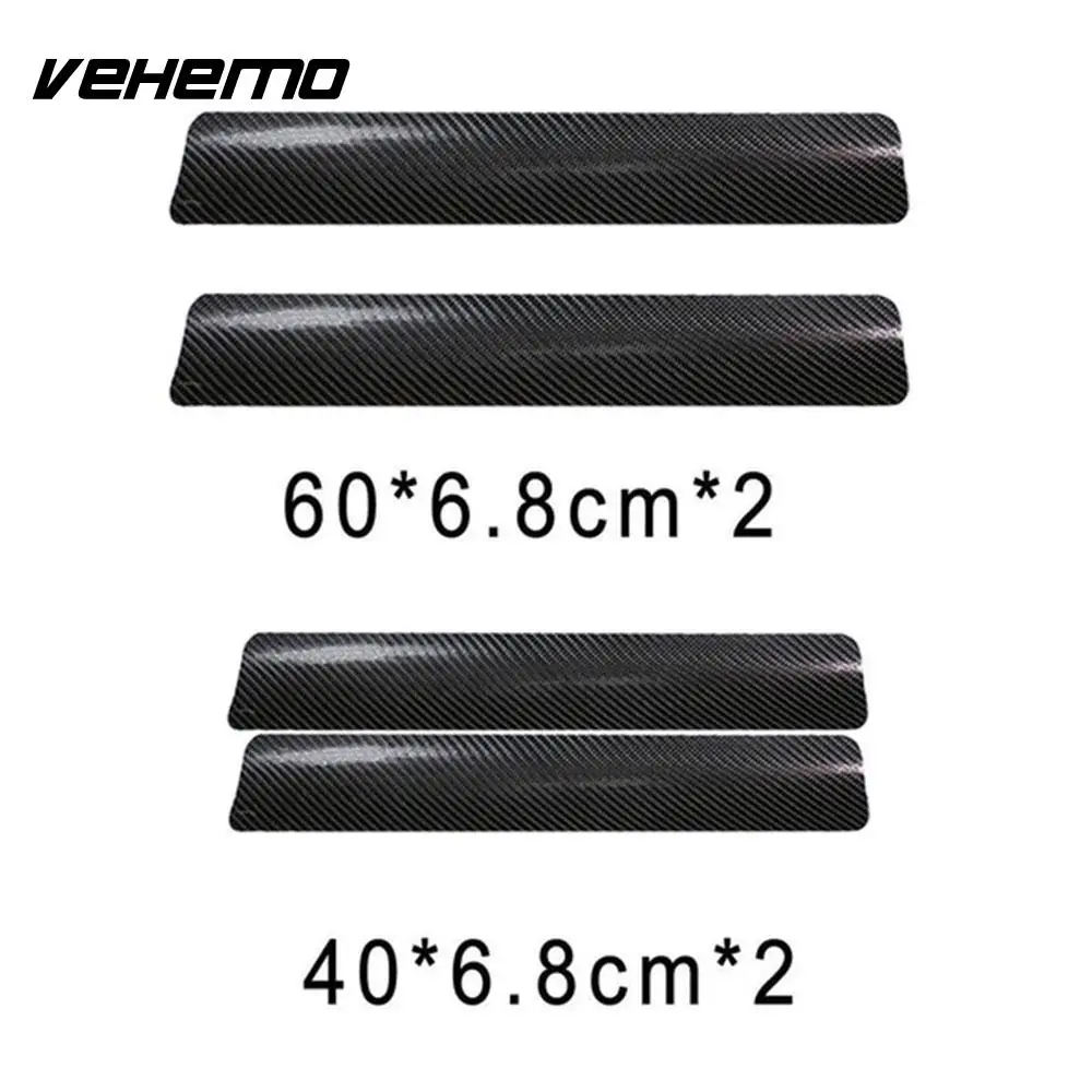 Vehemo 3D fibra de carbono pegatinas para el umbral del coche decoran las pegatinas de la puerta del coche impermeables pegatinas de la puerta del coche partes exteriores